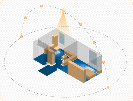 Daylight simulation map of the room