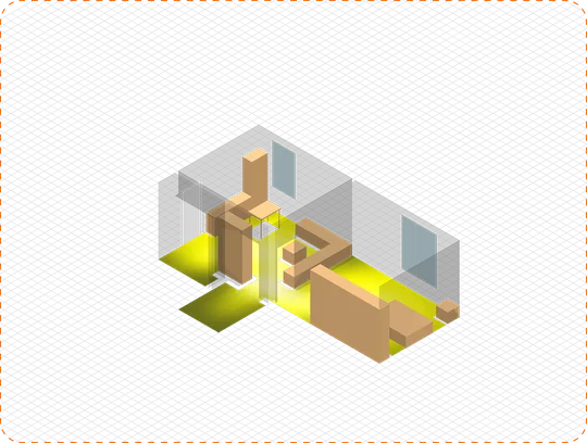 Visibility map: sightlines across the room